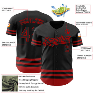 Maillot de baseball alternatif 2026 personnalisé, authentique, brodé, noir et rouge, avec nom et numéro personnalisés, uniforme brodé - Product Image 4