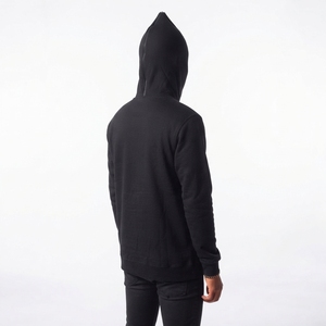 Sudadera con capucha negra de invierno para hombre, de punto, con cremallera, manga larga, con estampado por descarga, estilo casual urbano - Product Image 5
