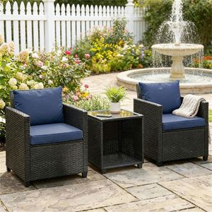 Set da Giardino a 3 Pezzi Blu Scuro per Terrazza e Taverna - Product Image 1