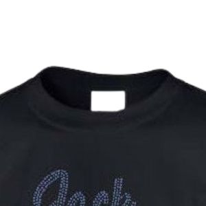 Camiseta Negra de Manga Corta con Cuello Redondo y Diseño de Diamantes de Imitación para Adolescentes, para la Escuela, Uso Diario, Ropa Cómoda para la Calle - Product Image 2