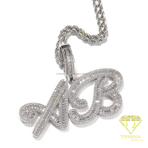 สร้อยคอจี้ตัวอักษร BB แบบกำหนดเอง พร้อมสร้อยคิวบาแบบประดับเพชรเคลือบทอง - Product Image 3