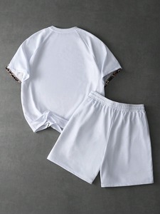 Ropa de entrenamiento y jogging de verano para hombre, conjunto de camiseta de manga corta y pantalones cortos, conjunto de 2 piezas, pantalones cortos, chándal para hombre, chándal deportivo. - Product Image 5