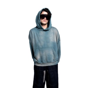Men's Oversized <b>Tie</b>-<b>Dye</b> <b>Hoodie</b> Regular Fit Gradient Color Cotton French Terry Casual Autumn Wear With Front Pocket - Product Image 1
