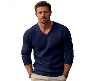 Autumn Winter New Men's <b>Pullover</b> V Neck Knitted Sweater Fashion Solid Color Long Sleeve <b>Jumper</b> Casual Business Slim Fit Sweaters - Product Image 4