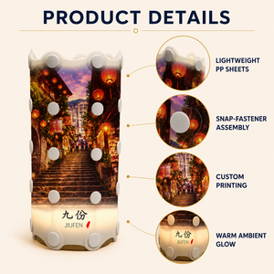 โคมไฟตั้งโต๊ะ JIUFEN DIY ทำจากแผ่น PP เป็นมิตรกับสิ่งแวดล้อม พร้อมตัวล็อคแบบถอดได้ โคมไฟพิมพ์ลายตามสั่ง ฐานโคมไฟและสายไฟ เป็นของขวัญ - Product Image 2