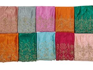 Nueva llegada: Tela de satén Gorgura clásica hecha a mano con pedrería sobre diseño floral para vestidos especiales. - Product Image 4