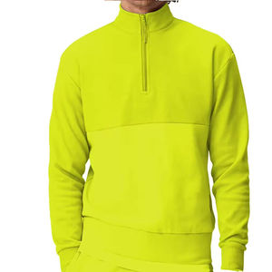 Sweat-shirt à demi-zip pour homme avec col montant, doublure en polaire brodée, 100% coton, hiver, extérieur - Product Image 1