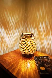 Handcrafted Bamboo Lantern <b>Table</b> <b>Lamp</b> | Dimmable Soft Warm LED Night Light - Product Image 6