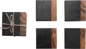 Posavasos de Madera de Acacia con Piedra Natural Grabable, Personalizable con Logotipo Impreso, en Oferta - Product Image 2
