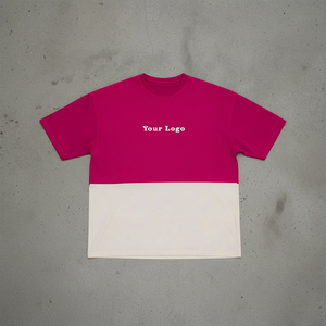 T-shirt pour homme rouge et blanc à blocs de couleur, manches courtes, col rond, coupe décontractée, tissu jersey 100% coton - Product Image 3