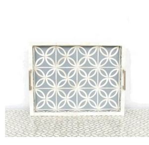 Plateau de service en os incrusté fait main de la meilleure qualité, taille et couleur personnalisables, certifié EPCH pour table basse, hôtel/restaurant - Product Image 1