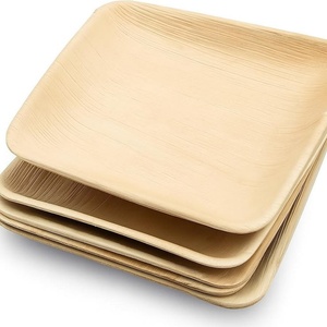 Assiettes jetables en feuilles de palmier Areca robustes, carrées de 7 pouces, pour buffet, comptoir, vaisselle pour hôtels et traiteurs - Product Image 1