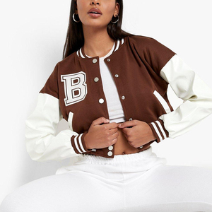 Women's Full-Sleeve Varsity <b>Jacket</b> for Winter <b>Crop</b> Design with Wool Lining and Cotton Filling Reasonably Priced OEM Serviced - Product Image 6