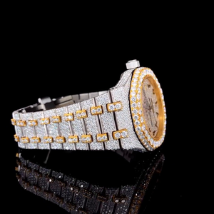 Montre de luxe mécanique pour homme, sertie de moissanite de haute qualité, avec lunette en acier inoxydable, cadran analogique carré, bracelet de 20 mm, style rappeur - Product Image 3