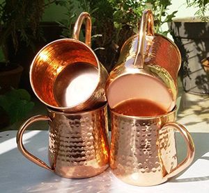 Solid <b>Copper</b> Hammered Mule Mug Premium Cocktail Drinking <b>Cup</b> for Whiskey Beer Juice and Home Bar Serving Accessories - Product Image 3