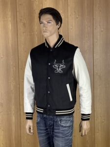 GRIP SAFE INDUSTRIES <b>Men's</b> Winter Varsity <b>Jacket</b> Genuine <b>Leather</b> Sleeves Polyester/Cotton Shell Zipper Closure Customizable - Product Image 4