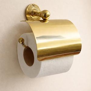 Vente exclusive - Porte-rouleau de papier toilette mural, design moderne, écologique, durable, élégant, rectangulaire, doré, personnalisable - Product Image 1