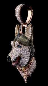 Colgante de Moissanita con Diseño de Perro Husky Estilo Hip Hop, Chapado en Rodio sobre Plata de Ley 925, Regalo Personalizado para Él - Product Image 2