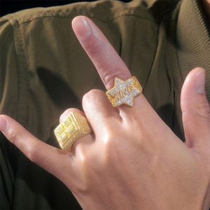 <b>Mens</b> 925 <b>Silver</b> Lab Grown Diamond <b>Ring</b> Gold Tone Iced Out Geometric Statement <b>Ring</b> Luxury Bold Fashion Gift <b>Ring</b> for <b>Men</b> - Product Image 4