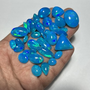 Ethiopian Hasnain Gems Pryba Color Natural <b>Blue</b> <b>Opal</b> Multi Fire Cabochon Mixed Shape Loose Gemstone Model #Opl906M for <b>Ring</b> - Product Image 1