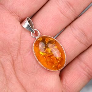 Baltic <b>Amber</b> Gemstone Handmade 925 Sterling Silver <b>Pendant</b> Natural Jewelry Gift For Her Mother - Product Image 3