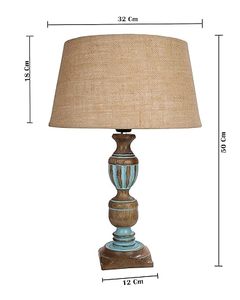 Vintage Wooden Table Lamp Burlap Shade Accent Floor Lamp Rustic Farmhouse <b>Bedside</b> <b>Reading</b> <b>Light</b> - Product Image 2