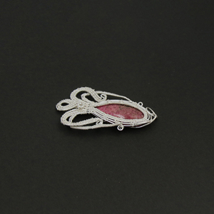 Pendentif en rubis naturel enroulé sur fil, plaqué argent, fait main, bijoux en pierres précieuses, vente en gros, pendentif bohème tendance - Product Image 3