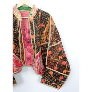 Wholesale 100% Cotton Designer Kantha <b>Jacket</b> MultiColor Ethnic Style Embroidery Open Closure Handmade Vintage Reversible - Product Image 3