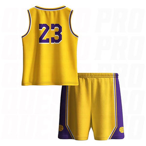 ชุดบาสเก็ตบอลแบบกลับด้านได้สั่งทำขายส่ง รุ่นใหม่ล่าสุด สีเหลือง โพลีเอสเตอร์ แบบซับลิเมชั่น - Product Image 3