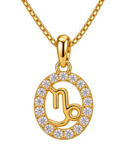 Colgante Halo de Capricornio en Oro Amarillo, Joyería Fina Elegante Inspirada en el Zodíaco - Product Image 1