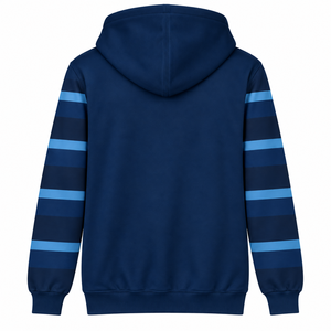 Men's Navy Blue Solid Hooded Sweatshirt Regular Fit <b>Fleece</b> 100% Cotton Pocket Casual Winter Wear OEM Service - Product Image 4