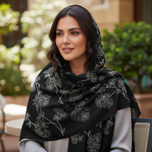 Elegant Merino <b>Wool</b> Stoles for Women Designer Winter <b>Wool</b> <b>Wrap</b> Soft Warm Scarf Swarovski Crystals Traditional Scarves Shawls - Product Image 5