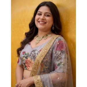 Grey Embroidered Silk Plus Size Lehenga Choli for <b>Wedding</b> Festivals - Product Image 3