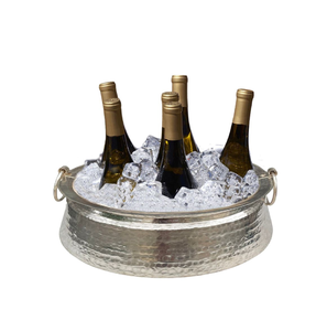 Minimalist Shiny Galvanized Classic Ice <b>Bucket</b> Beverage Holder Woven Leather Handles 5L Capacity Available Wholesale Prices - Product Image 2