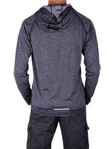 Men's Long Sleeve Hooded Fishing Shirt UPF 50 Sun Protection Pullover <b>Top</b> Dark Gray Solid Quick Dry Performance Wear - Product Image 3