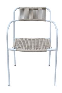 Fauteuil d'extérieur empilable de qualité avec accoudoirs | Cadre en acier durable et design résistant aux intempéries, idéal pour le patio, le jardin - Product Image 3