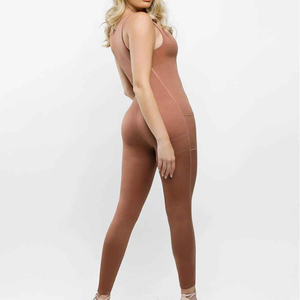 Women 1 Piece Backless Hollow Out High Waist Solid Color Stretch Shapewear <b>Tummy</b> <b>Control</b> Seamless Knitted Pants Spandex Polye - Product Image 1