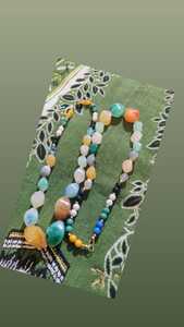 Collar de Cuentas de Resina Multicolor con Colgante de Cadena de Cuerda, Joyería en Capas con Piedra Redonda para Fiesta de Boda, Artesanía de Resina - Product Image 2