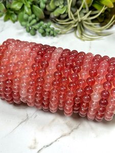 Natural <b>Red</b> Crystal Beaded <b>Bracelet</b> Women's Classic Everyday Wear Stone Jewelry Round Ball Shape - Product Image 5