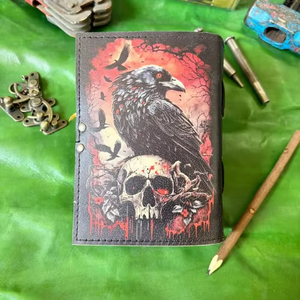 Diario de Cuero Genuino con Esqueleto de Cuervo, Cuaderno Gótico de Cuervos, Diario de Bruja Oculta, Grimoire de Terror, Regalo, Cuaderno de Bocetos Hecho a Mano - Product Image 3