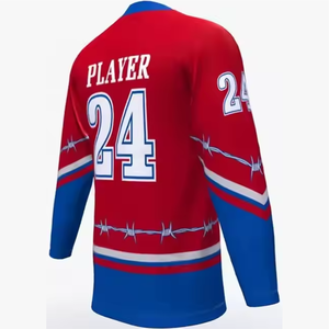 Camisetas de Hockey sobre Hielo Unisex para Equipos Nacionales, Servicio OEM, Sublimación Personalizada, 100% Poliéster, Malla Transpirable, Antibacteriana - Product Image 5