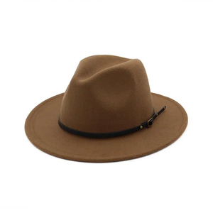 Chapeau Fedora en Laine Unisexe Jaune à Large Bord, Couleur Unie, Décontracté, Printemps-Été, pour Adulte, avec Bande Noire, Style Cowboy, Casquette de Baseball en Polyester - Product Image 3