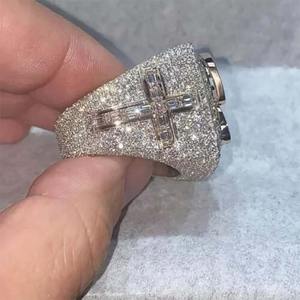 Anillo de sello personalizado con letras, moissanita helada, plata de ley 925, sin níquel, sin plomo, chapado en oro rosa, joyería hip hop audaz - Product Image 2