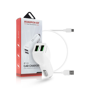 ROADPOWER (RP-MY-112) ที่ชาร์จในรถยนต์แบบ USB คู่ 2.4A พร้อมสายดาต้า และรองรับการใช้งานทั่วไป พร้อมระบบป้องกันอัจฉริยะ - Product Image 1