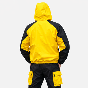 Custom OEM Men Hooded Waterproof <b>Windbreaker</b> Cargo Tracksuit Sets Yellow <b>Black</b> Outdoor Workwear Streetwear B2B men's jackets USA - Product Image 2