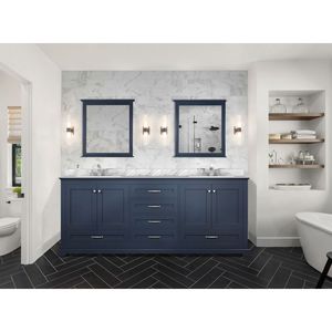 Blu navy 80 pollici. L X 22 Pollici Mobile Bagno Doppio con Top in Marmo di Carrara e Set Rubinetteria per Bagni Piccoli - Product Image 3
