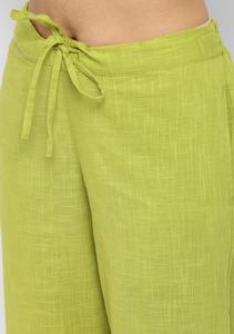 ชุดโยคะนกแก้วสีเขียวสำหรับผู้หญิงมีแขนและกระเป๋าข้างกว้างสองข้างสร้างด้วยผ้าฝ้ายนุ่มบริสุทธิ์100% - Product Image 5