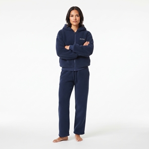 Conjunto Deportivo de Dos Piezas para Mujer, Sudadera con Capucha y Pantalones Jogger, Felpa Sherpa Azul Marino, Corte Holgado, Transpirable, Estilo Casual - Product Image 1