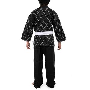 Uniforme de Kendo pour homme Freandy Sports, noir, 100% coton, avec motif quadrillé blanc et ceinture blanche, coupe régulière, vêtements d'arts martiaux pour adultes - Product Image 3