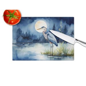 Blue Heron Moonlight Grande planche à découper décorative en verre trempé Planche de service de cuisine pour hacher les plats Assiettes Taille - Product Image 4